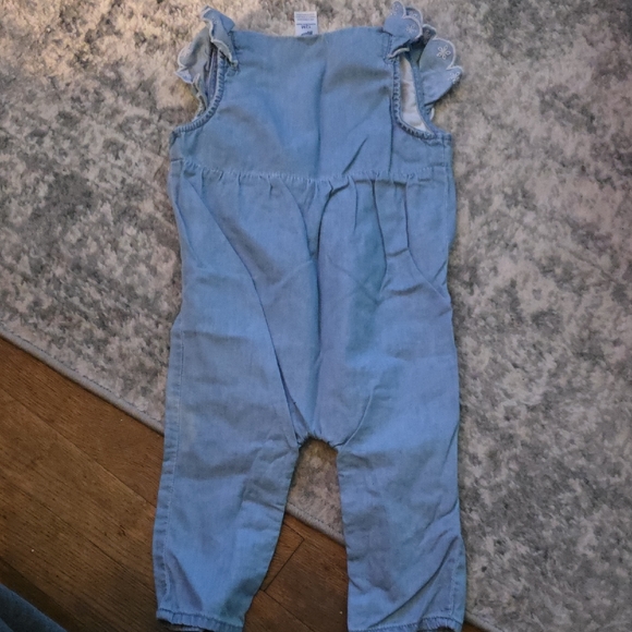 Charming Kids Blue Overalls with Ruffle Detail - Picture 2 of 4